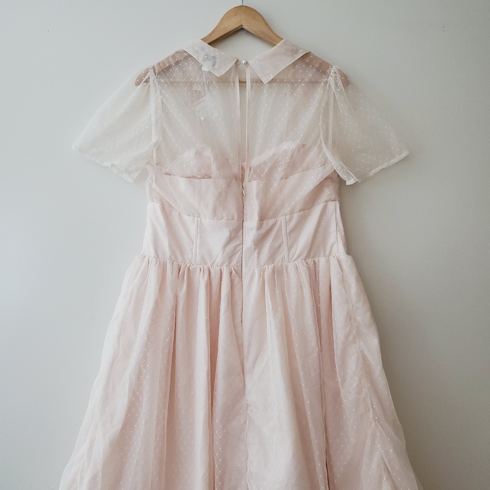 Unique Vintage Swiss Dot Tulle Sweetheart Retro Swing Dress - Picture 10 of 16